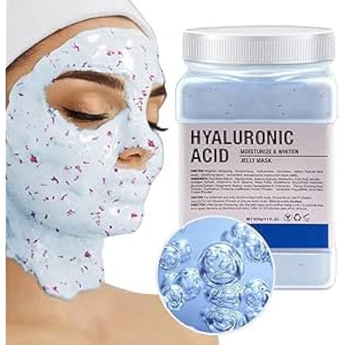 JELLY MASK POWDER FOR FACIALS SKIN CARE, NATURAL GEL FACE MASKS, PROFESSIONAL PEEL OFF JELLY MASK, MOISTURIZING, BRIGHTENING & HYDRATING, MASK POWDER FOR WRINKLES & ACNE 650G (HYALURONIC ACID)